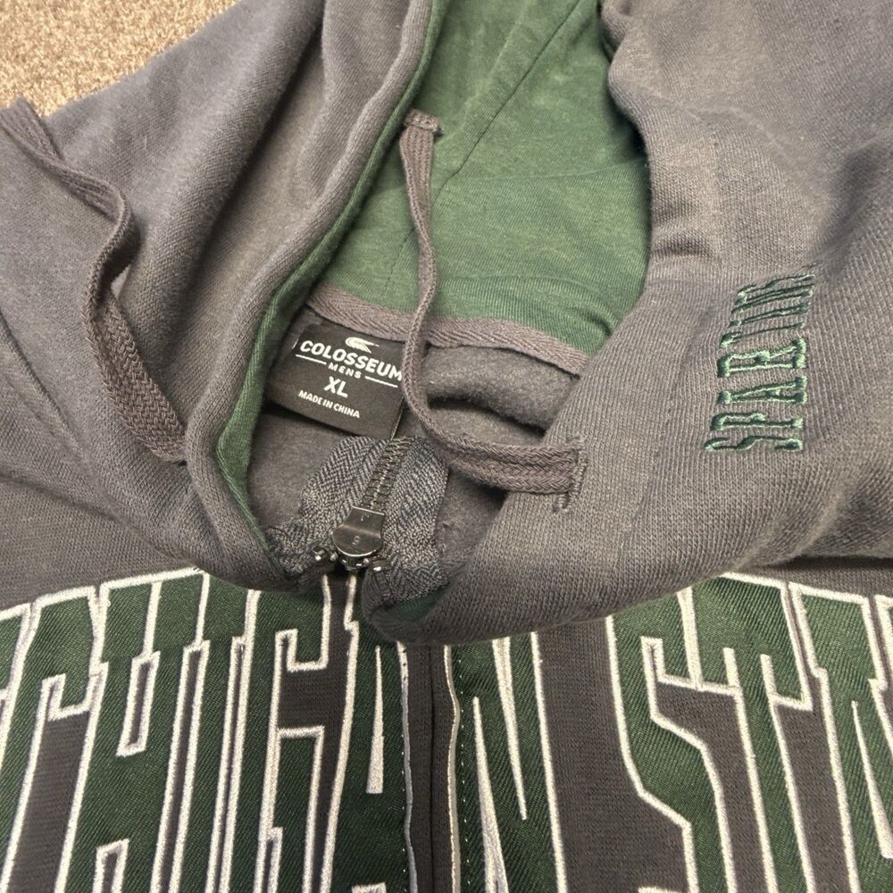 Colosseum Michigan State Spartans Hoodie Mens XL Gray Full Zip Embroidered - Picture 4 of 8